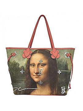 Louis Vuitton Louis Vuitton Women's Masters Collection Neverfull MM Tote Bag, Mona Lisa Poppy Petal, Shoulder Jeff Koons, M43373, Pink Multicolor, Gold x Silver Hardware (view 2)