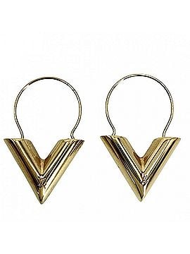 Louis Vuitton Louis Vuitton Essential V Hoop Earrings for Women, Small and Simple, Gold, M61088, Approx. 8.8g (view 1)