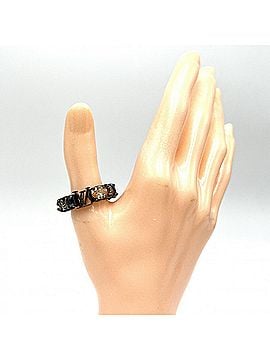 Louis Vuitton Louis Vuitton Men's Ring, LV Light Accessory, Medium Size, Rhinestone, Approx. M1202L, Black/Orange, 8.0g (view 2)
