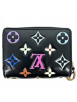 Louis Vuitton Louis Vuitton Women's Bi-fold Wallet LV x TM Portefeuille Lou Compact Takashi Murakami Snap Button Monogram LOUIS VUITTON M13829 Lambskin Black Multicolor Gold Hardware (view 2)