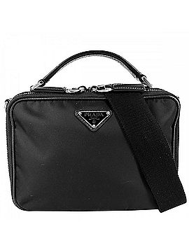 Prada Prada Men's and Women's Brick Triangle Logo Shoulder Bag/Handbag/Crossbody Bag - Unisex PRADA 2VH069 Nylon &amp; Saffiano Leather Black with Silver Hardware (view 1)
