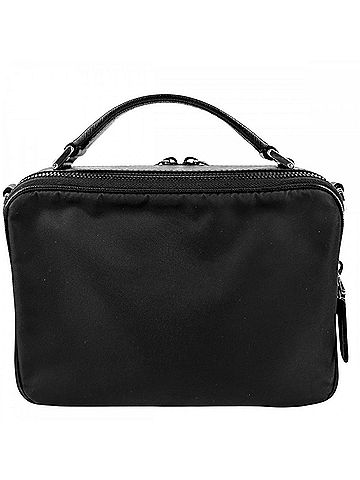 Prada Prada Men's and Women's Brick Triangle Logo Shoulder Bag/Handbag/Crossbody Bag - Unisex PRADA 2VH069 Nylon &amp; Saffiano Leather Black with Silver Hardware (view 2)