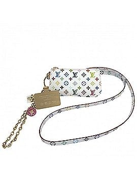 Louis Vuitton Louis Vuitton Keychain for Women, Monogram, Takashi Murakami, Phone Holder, LV x TM, Small Item, Pouch, LOUIS VUITTON M14099, White, Multicolor, Gold Hardware (view 1)