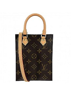 Louis Vuitton Louis Vuitton Women's Monogram Petite Sac Plat Mini Shoulder Bag, Handbag, Crossbody Pouch, LOUIS VUITTON M69442 Brown with Gold Hardware (view 1)