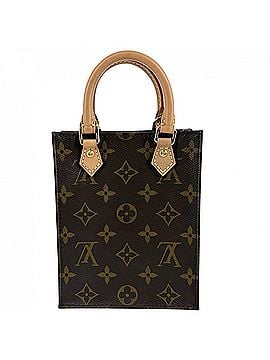 Louis Vuitton Louis Vuitton Women's Monogram Petite Sac Plat Mini Shoulder Bag, Handbag, Crossbody Pouch, LOUIS VUITTON M69442 Brown with Gold Hardware (view 2)