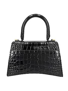 Balenciaga Balenciaga Women's Hourglass Small Handbag Shoulder Bag Crossbody HOURGLASS Crocodile Embossed Leather Top Handle BALENCIAGA 593546 Black Antique Gold Hardware (view 2)