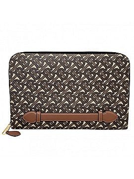 Burberry Burberry clutch bag for men, TB logo, all-over print, coated canvas and leather, brown, beige, gold hardware. (view 1)
