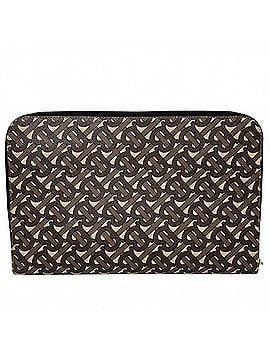 Burberry Burberry clutch bag for men, TB logo, all-over print, coated canvas and leather, brown, beige, gold hardware. (view 2)