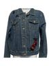 At Last 100% Cotton Floral Blue Denim Jacket Size M - photo 1
