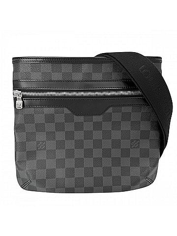 Louis Vuitton Louis Vuitton Men's Damier Graphite Thomas Shoulder Bag, Black with Silver Hardware, N58028. (Suitable for shoulder or cross-body wear) (view 1)