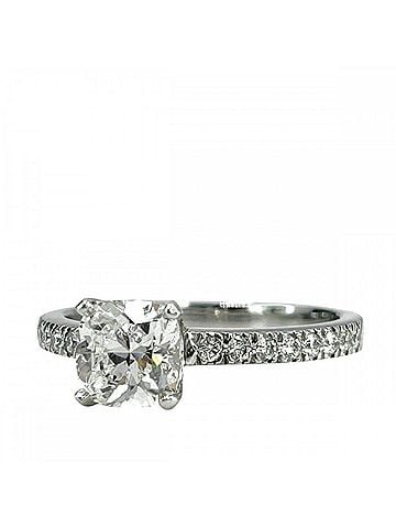 Tiffany & Co. Tiffany &amp; Co. Novo Brilliant Engagement Ring for Women, Cushion Cut Pave Diamond, Platinum 950, Approx. 1.00ct, Silver (view 1)