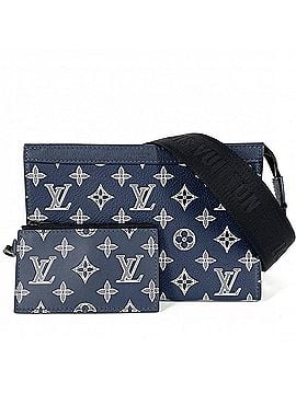 Louis Vuitton Louis Vuitton Men's Monogram Shadow Gaston Wearable Wallet Clutch Bag, Shoulder Crossbody LOUIS VUITTON M83384, Navy Blue with Black Hardware (view 1)