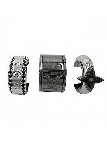 Louis Vuitton Louis Vuitton Earrings for Men, Ear Cuff, Monogram Circle, Set of 3, Accessories, LOUIS VUITTON M01498, Silver, Approx. 9.5g (total) (view 1)