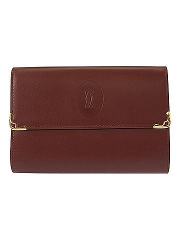 Cartier CARTIER Cartier Must Line Bordeaux Gold Hardware Leather Folding Wallet Compact for Women (view 1)