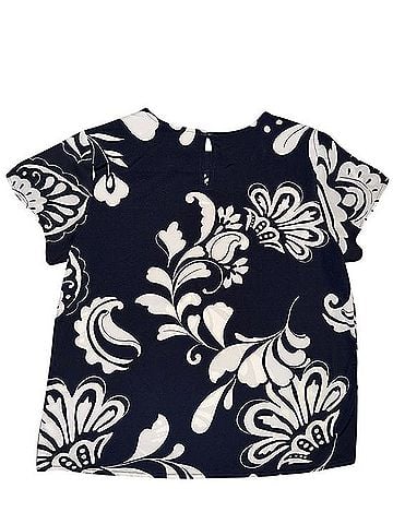 Ann Taylor Floral Mixed Media Tee Short Sleeve Blouse (view 2)