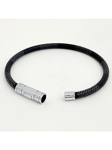 Louis Vuitton Louis Vuitton Keep It Bracelet, Damier Graphite Metal, Black/Silver, Men's (view 2)