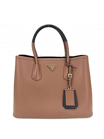 Prada Prada Women's Double Tote Bag with Triangle Logo, PRADA 1BG775, Leather, Brown, Gold Hardware (view 1)