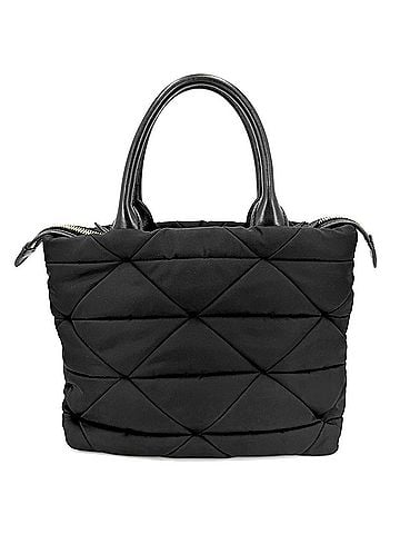 Prada Prada Women's Small Padded Handbag Tote Bag Shoulder Crossbody PRADA 1BG373 Nylon Black Gold Hardware (view 2)