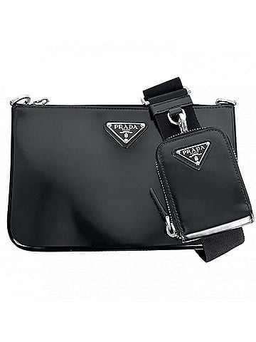 Prada Prada Shoulder Bag for Women, Triangle Logo, with Pouch, Bag, Crossbody PRADA 2VH129, Leather, Black, Silver Hardware (view 1)