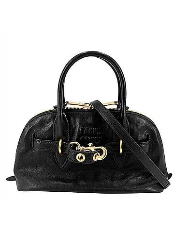 Miu Miu Miu Miu Miu Women's Adventure Top Handle Bag, Handbag, Shoulder Crossbody Small, MIUMIU 5BB169, Nappa Leather, Black, Gold Hardware (view 1)