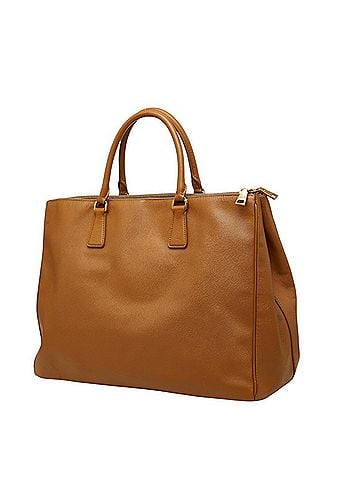 Prada Prada Triangle Logo Plate Handbag Tote Bag Brown Leather Women's PRADA (view 2)