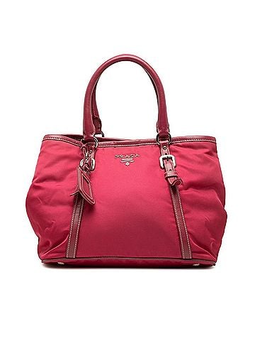 Prada Prada Logo Tote Bag Handbag Pink Nylon Leather Women's PRADA (view 1)