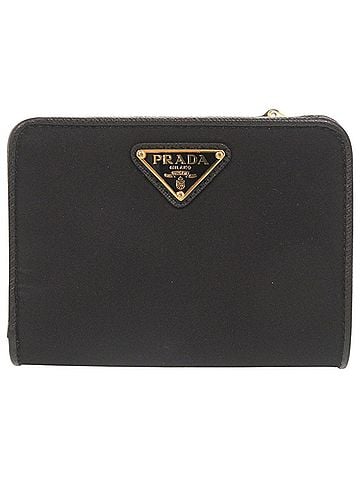 Prada Prada Triangle Logo 1ML018 Nylon Leather Black Bi-fold Wallet 1000PRADA (view 1)
