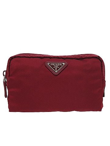 Prada Prada 1N0021 Triangle Logo Nylon Red Cosmetic Pouch Handbag 0513PRADA (view 1)