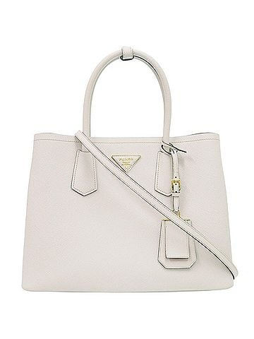 Prada Prada 2-Way Saffiano Triangle 1BG775 Leather Ivory Handbag 0936PRADA (view 1)