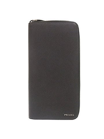 Prada Prada Saffiano Leather Logo 2ML220 Black Round Zip Long Wallet 0366PRADA Men's (view 1)