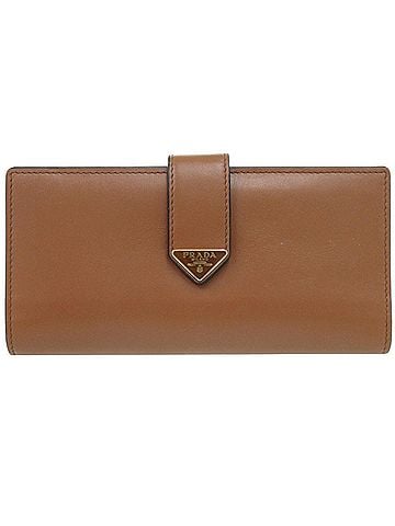 Prada Prada City Calf Tab 1MV025 Leather Brown Long Wallet 0998PRADA (view 1)