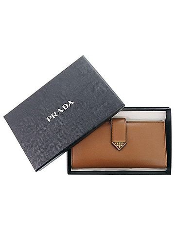 Prada Prada City Calf Tab 1MV025 Leather Brown Long Wallet 0998PRADA (view 2)