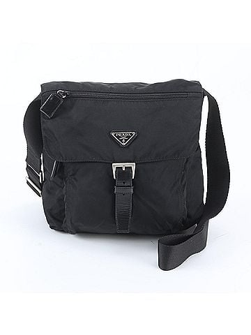 Prada Prada Tessuto Nylon Triangle Logo Leather Shoulder Bag Messenger Black Men's (view 1)