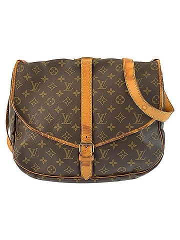 Louis Vuitton LOUIS VUITTON Monogram Saumur 35 Brown Leather Shoulder Bag/Messenger Bag (M42254) - with Gold Hardware Unisex (view 1)