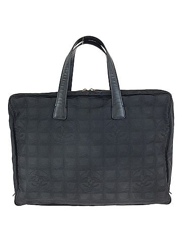 Chanel CHANEL New Travel Line Coco Mark Black Nylon Leather Tote Bag Business for Women (view 2)