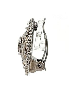 Chanel Chanel Coco Mark Round Earrings, Silver Plated, Silver, Women's (view 2)