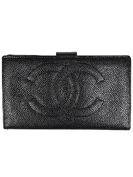 Chanel Chanel CHANEL Coco Mark Bi-fold Long Wallet, Clasp Closure, Caviar Leather, Black, A13498, Women's (view 1)