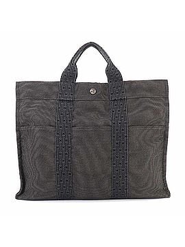 Hermès Hermes Herline Tote MM Handbag, Canvas, Gray, Silver Hardware (view 1)