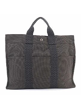 Hermès Hermes Herline Tote MM Handbag, Canvas, Gray, Silver Hardware (view 2)