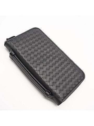 Bottega Veneta BOTTEGA VENETA Intrecciato Travel Case 169730 Long Wallet Gray Calf Leather Men's (view 2)