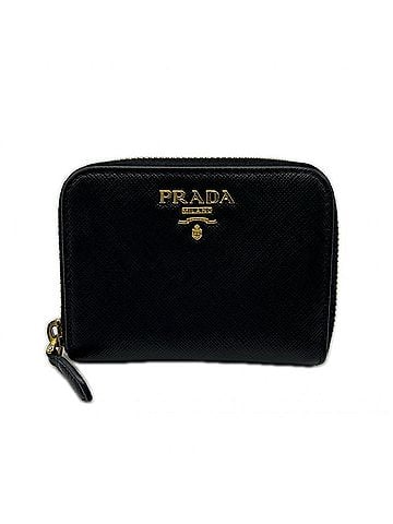 Prada PRADA Saffiano Leather Wallet/Coin Case 1MM268 Black Women's (view 1)