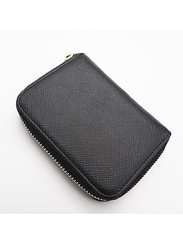 Prada PRADA Saffiano Leather Wallet/Coin Case 1MM268 Black Women's (view 2)
