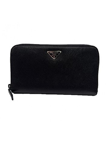 Prada PRADA Saffiano Triangle Zip-Around Wallet M506A Long Black Men's (view 1)