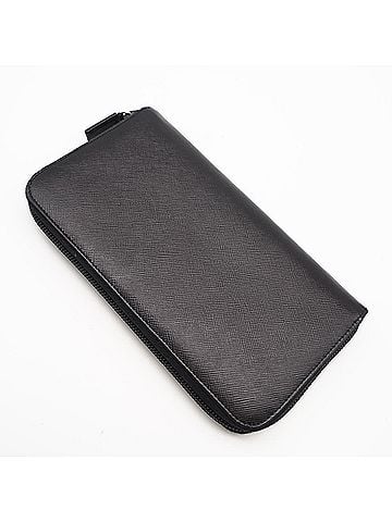 Prada PRADA Saffiano Triangle Zip-Around Wallet M506A Long Black Men's (view 2)