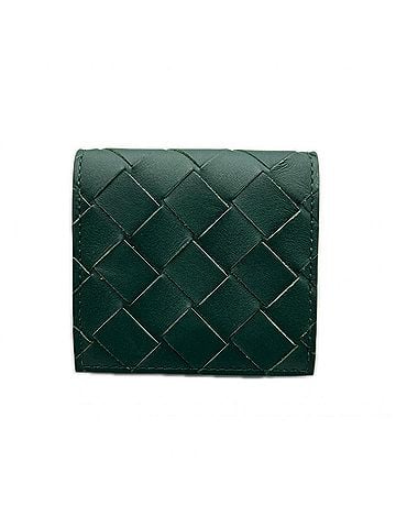 Bottega Veneta BOTTEGA VENETA Intrecciato Folding Wallet/Coin Case 596579 Green Calf Leather Men's (view 1)