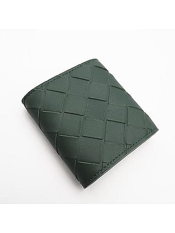 Bottega Veneta BOTTEGA VENETA Intrecciato Folding Wallet/Coin Case 596579 Green Calf Leather Men's (view 2)