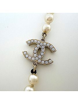 Chanel Chanel Coco Mark Faux Pearl Long Necklace, GP Gold, Women's (view 2)