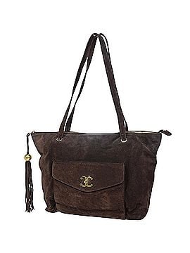 Chanel Chanel Coco Mark Fringe Tote Bag, Suede, Brown, Women's (view 1)