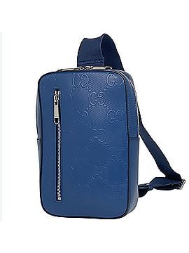 Gucci Gucci GG Embossed Leather Body Bag, Blue, 700431, Women's (view 1)