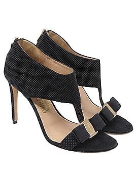 Salvatore Ferragamo Salvatore Ferragamo Bow T-Strap Sandal Heels in Black Suede (view 2)